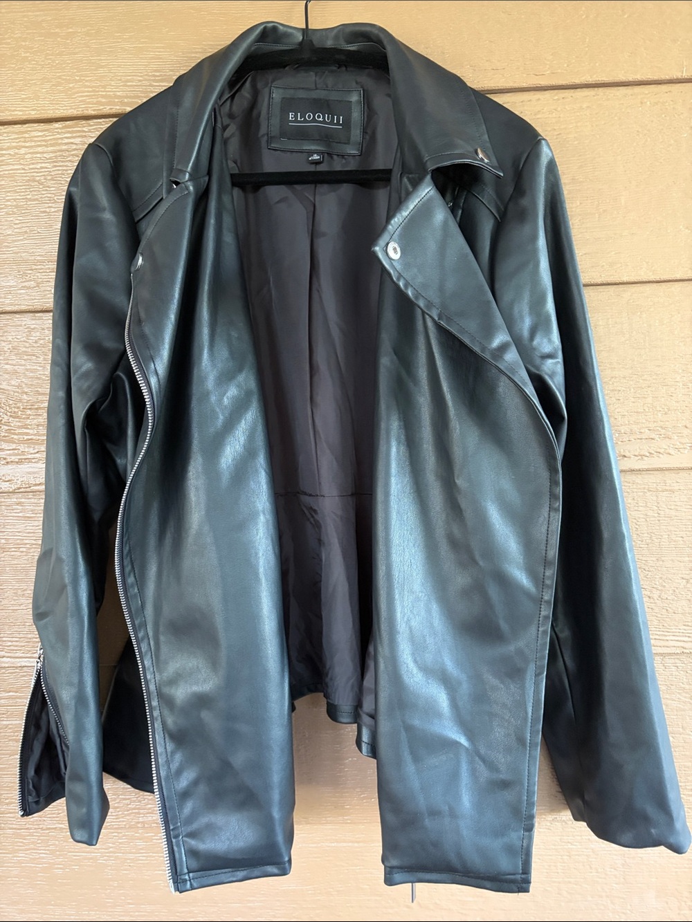 Eloquii Classic Black Leather Asymmetrical Moto Jacket -Sz 16 - Picture 6 of 10